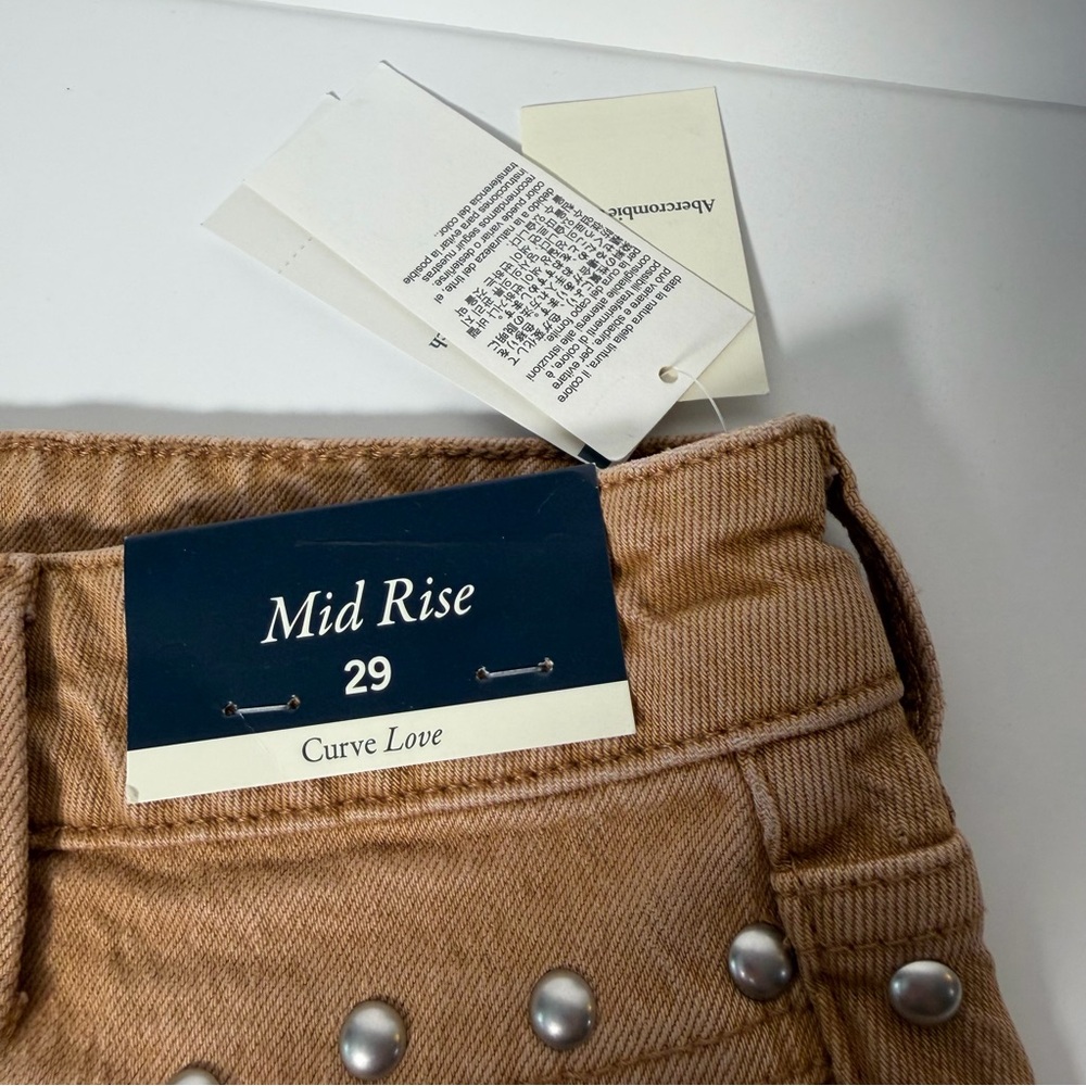 Abercrombie & Fitch Curve Love Tan Studded Mini Skirt - Picture 12 of 16
